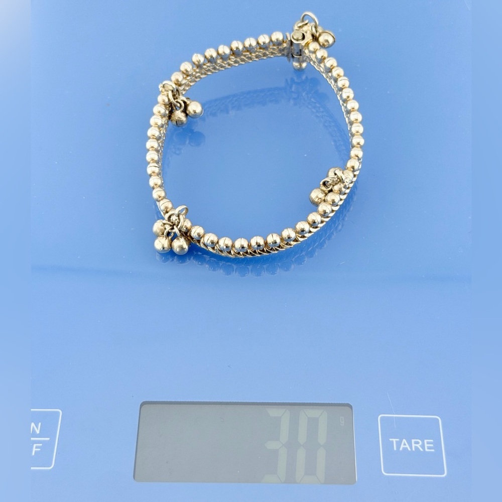 Vintage Sterling Silver jingle  Anklet anklets 30g / Payal Rajasthan Style - Picture 4 of 15